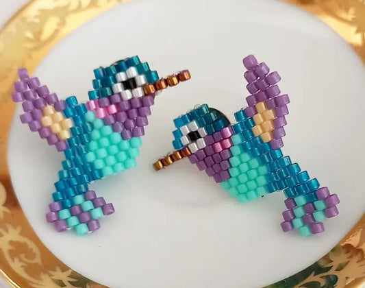 Aquamarine Hummingbird Earrings