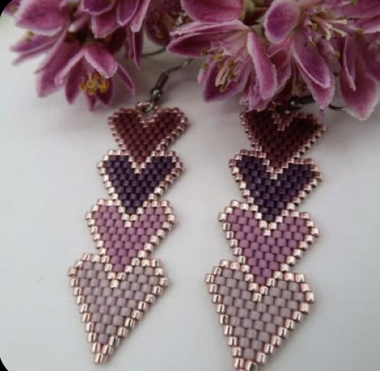 Long Lilac Heart earrings