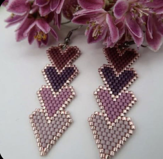 Long Lilac Heart earrings