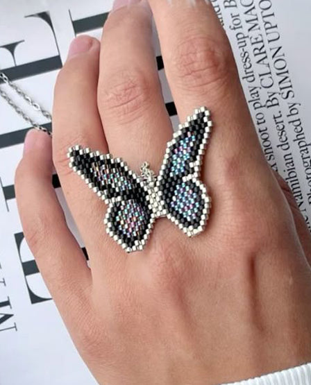 Silver butterfly ring